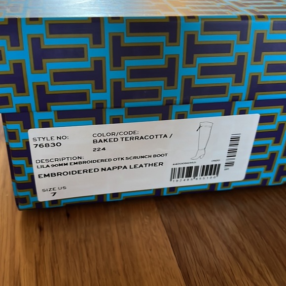 TORY BURCH LILA EMBROIDERED OVER-THE-KNEE SCRUNCH BOOT SIZE 7 *NEW* - Picture 7 of 9